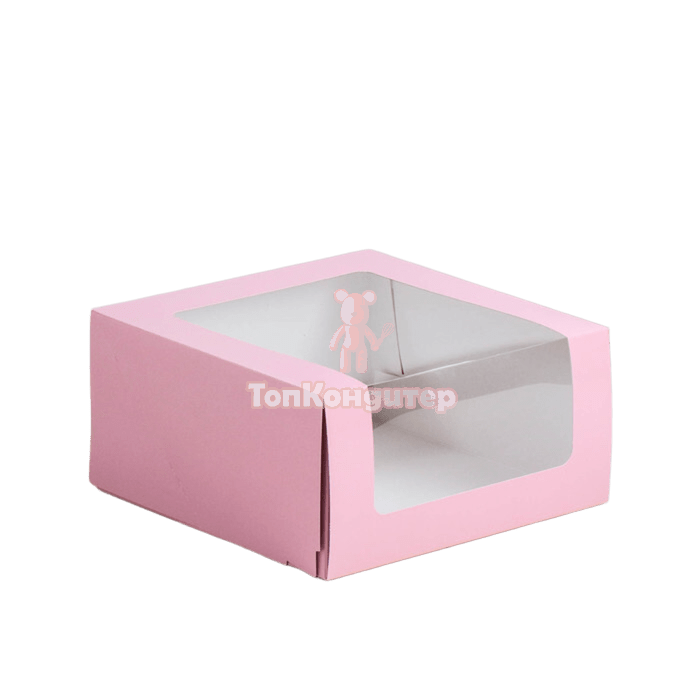 Коробка для торта 23,5 см*23,5 см*11,5 см с окном голубой