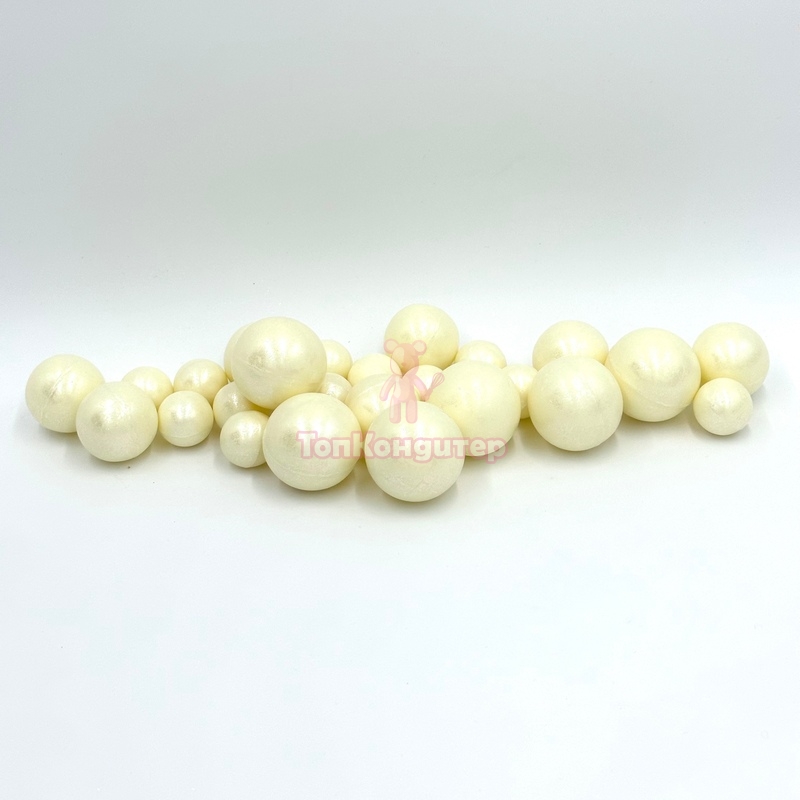 Сферы из шоколадной глазури перламутровые белые 25шт