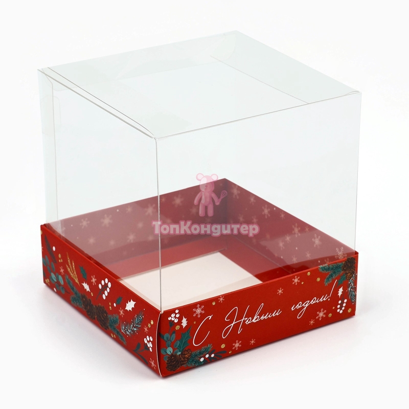 Коробка для бенто торта 10 см*10 см*10 см "Новогодние мгновения"