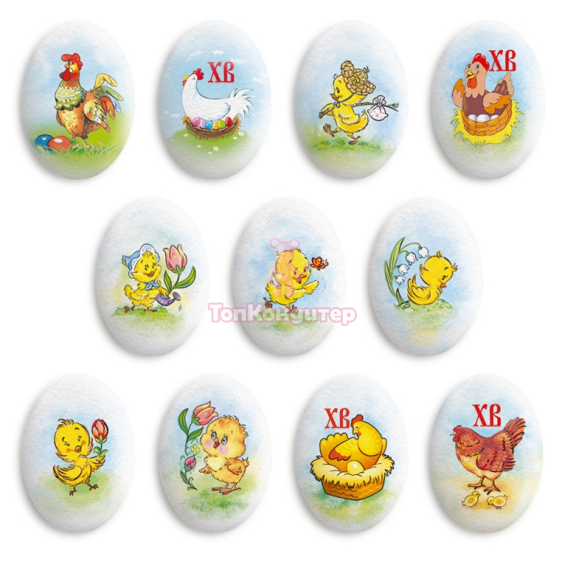 Сахарный медальон "Цыплята" 3,5 см*2,5 см 1 шт