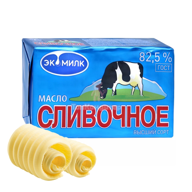 Масло сливочное "Экомилк" 0,45 кг 82,5% высший сорт