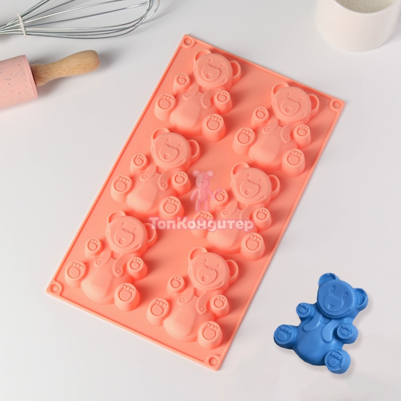 Форма для выпечки «Животные. Мишка», 6 ячеек, 28,5×17х2 см