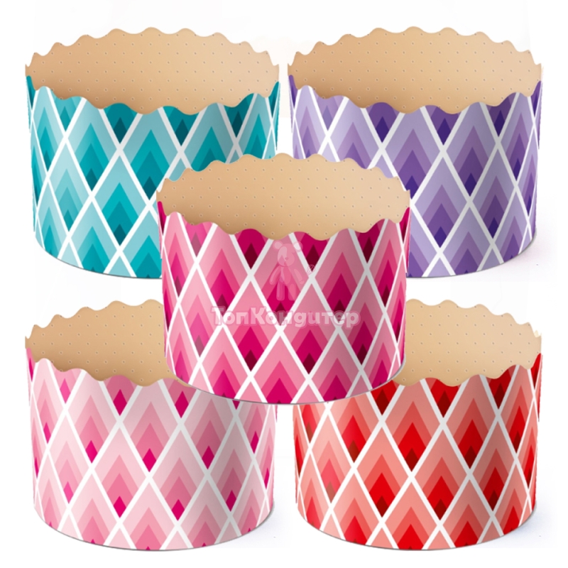 Форма бумажная для кулича "ГЕОМЕТРИЯ" d= 11 см x h= 8,5 см